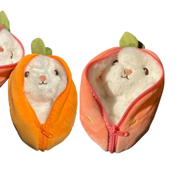 Plush Strawberry Rabbit & Carrot Rabbit Zip Up for Fruit Unzip for Rabbit - Picture 3 of 15